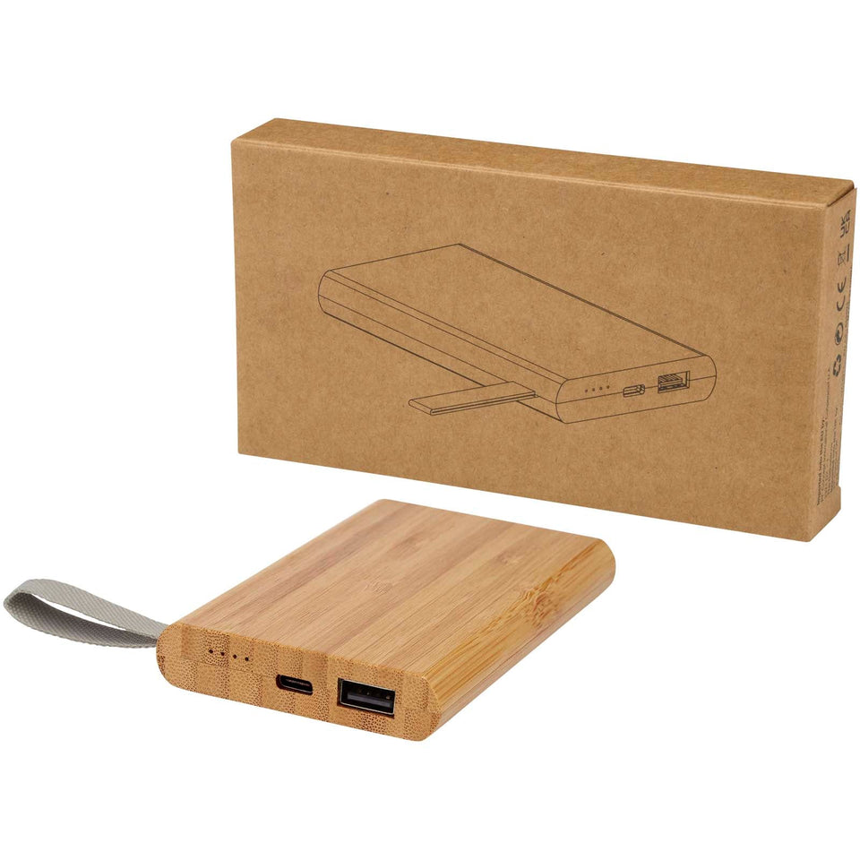Power bank Tulda da 5000 mAh in bambù personalizzato con logo - Pubblienne