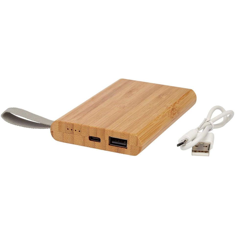 Power bank Tulda da 5000 mAh in bambù personalizzato con logo - Pubblienne