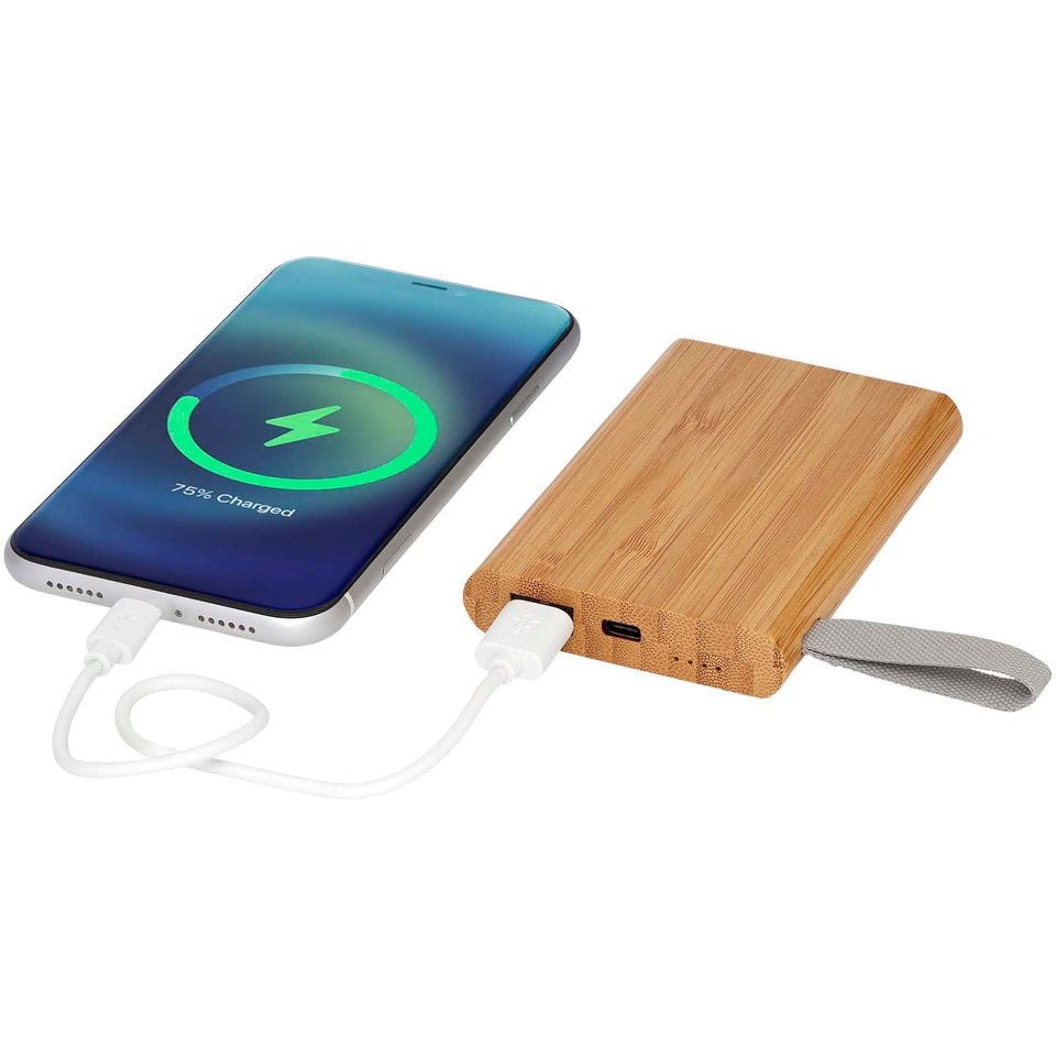 Power bank Tulda da 5000 mAh in bambù personalizzato con logo - Pubblienne