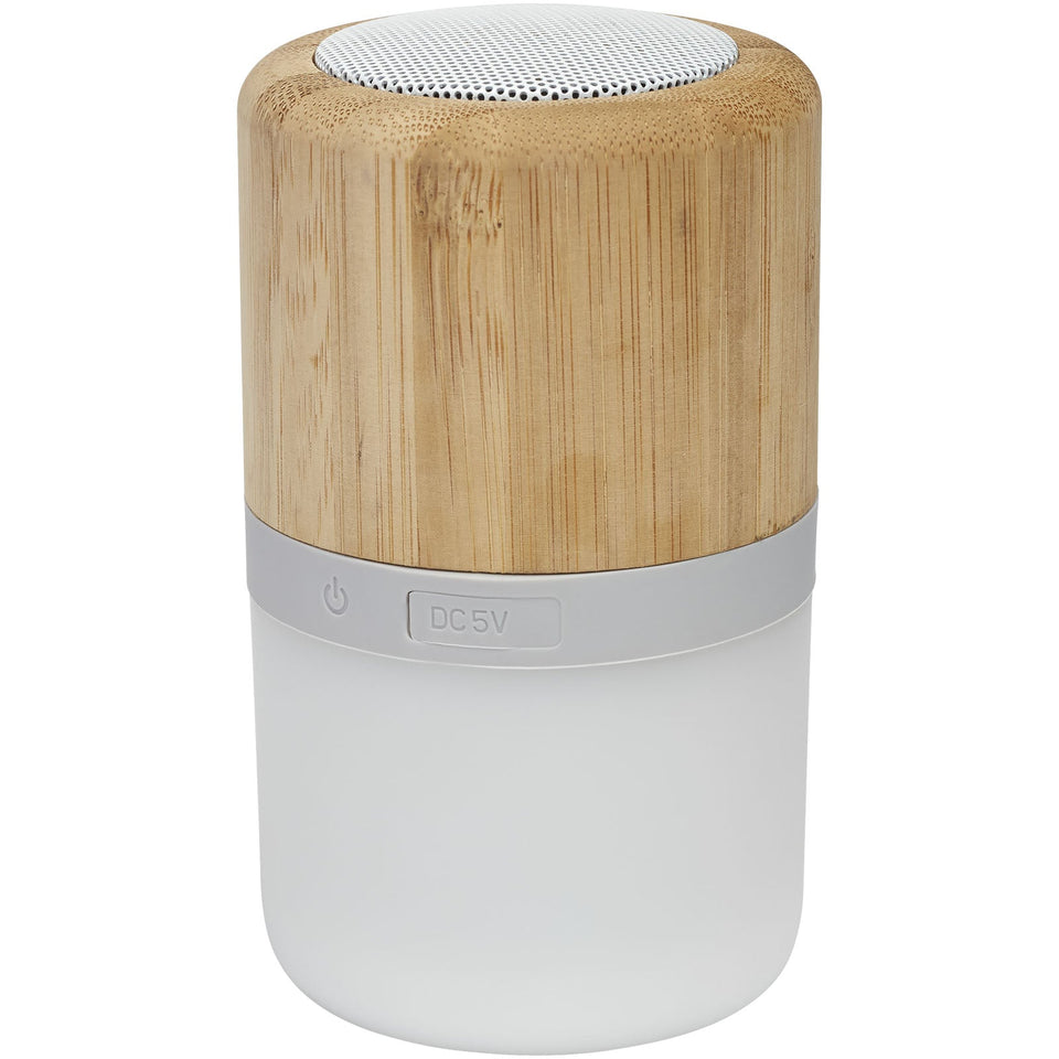 Speaker Bluetooth® in bambù Aurea con luce personalizzato con logo - Pubblienne