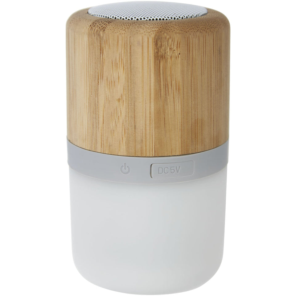 Speaker Bluetooth® in bambù Aurea con luce personalizzato con logo - Pubblienne