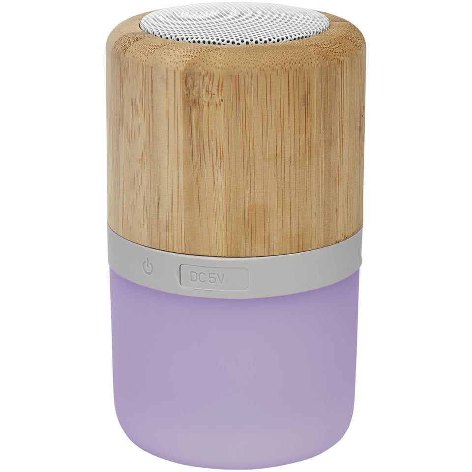 Speaker Bluetooth® in bambù Aurea con luce personalizzato con logo - Pubblienne