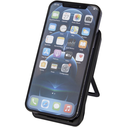Stazione di ricarica in plastica riciclata da 10 W con supporto per telefono Loop personalizzato con logo - Pubblienne