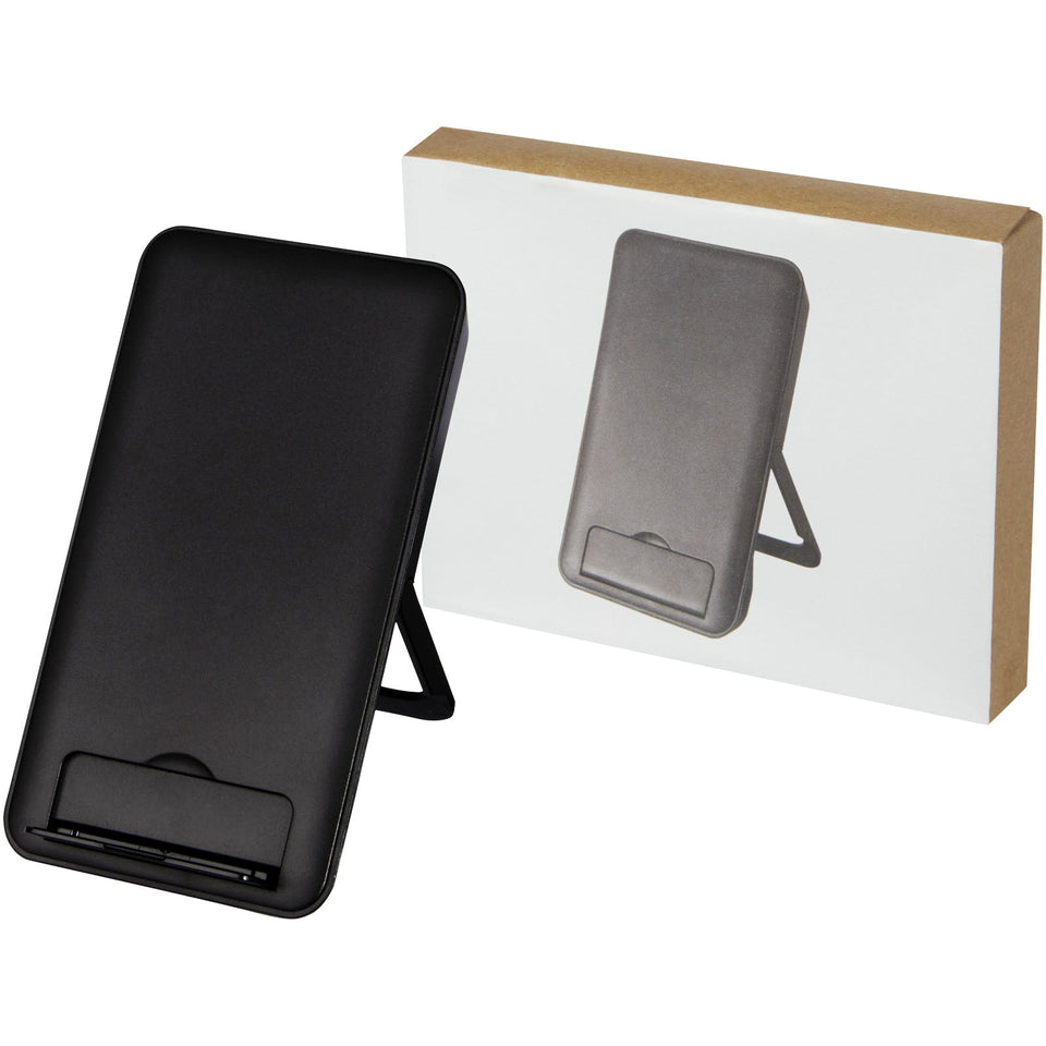 Stazione di ricarica in plastica riciclata da 10 W con supporto per telefono Loop personalizzato con logo - Pubblienne
