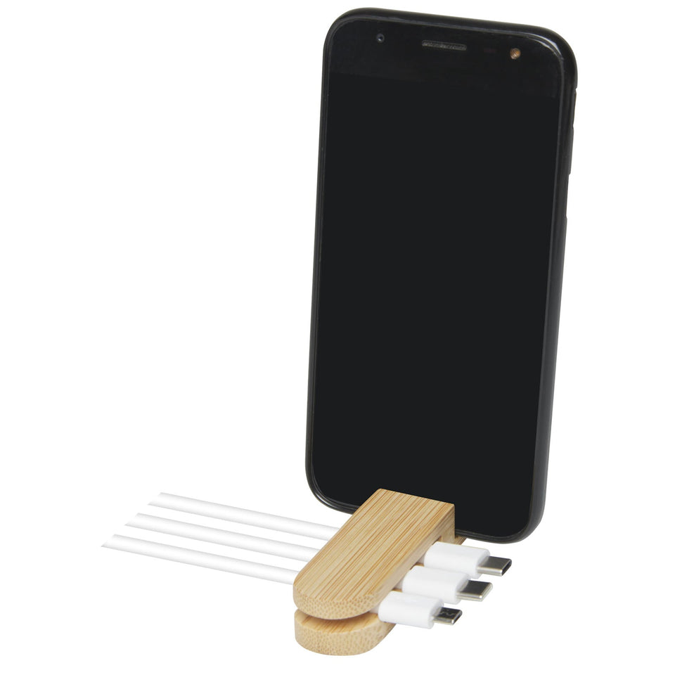 Organizer per cavi in bambù Edulis personalizzato con logo - Pubblienne