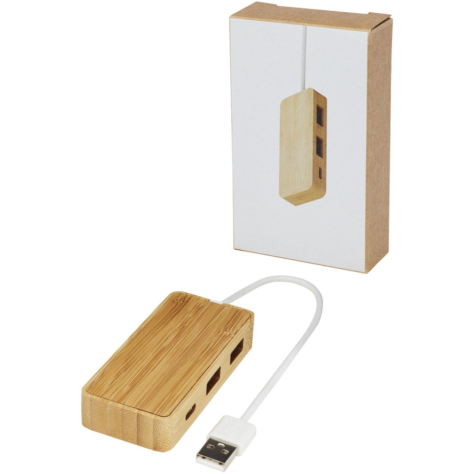 Hub USB in bambù Tapas personalizzato con logo - Pubblienne