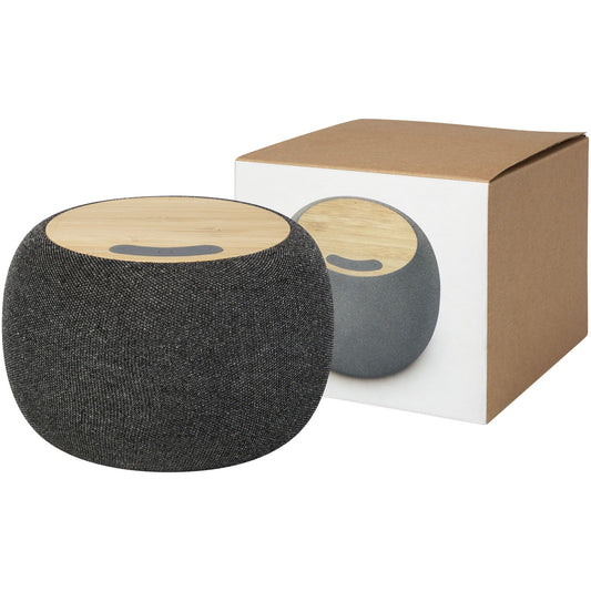 Speaker Bluetooth® con stazione di ricarica wireless in bambù/PET riciclato Ecofiber personalizzato con logo - Pubblienne