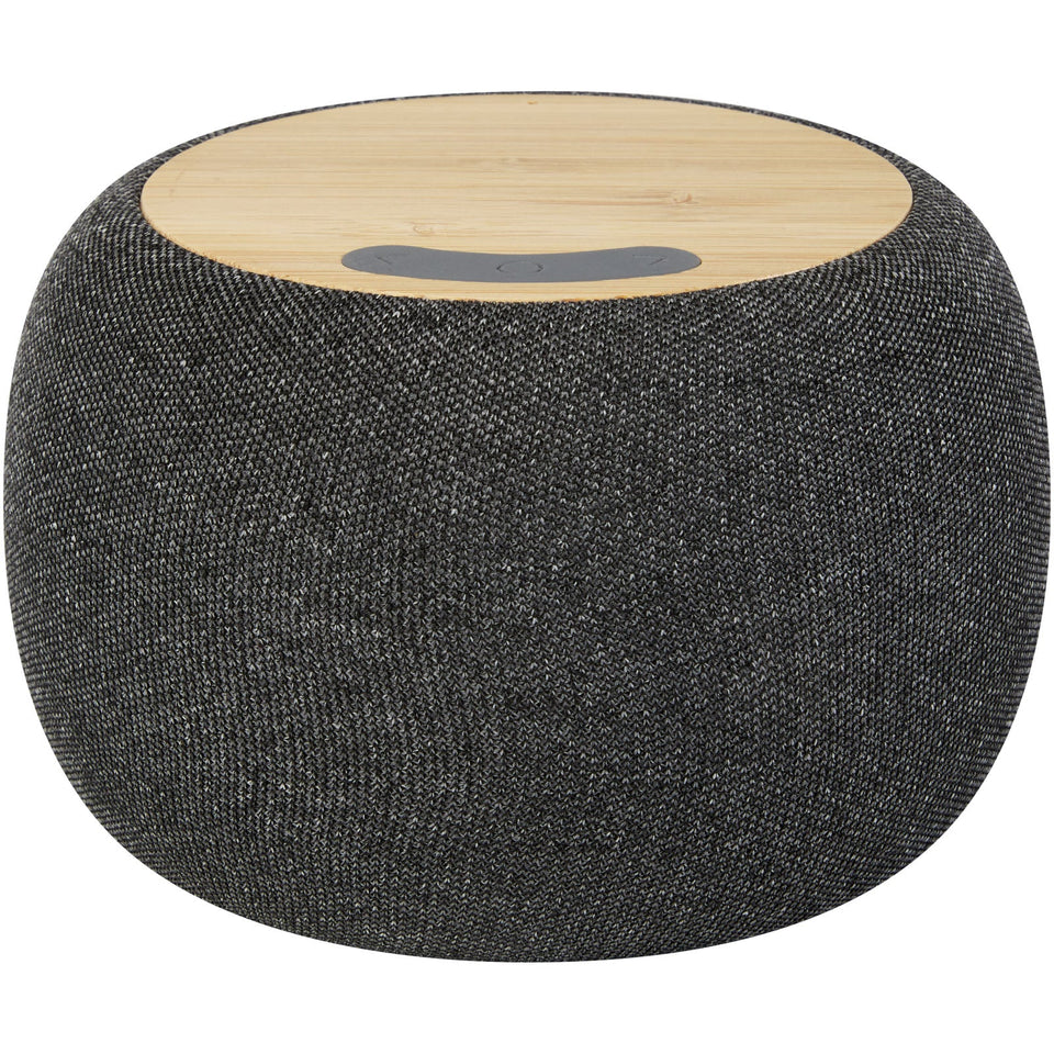 Speaker Bluetooth® con stazione di ricarica wireless in bambù/PET riciclato Ecofiber personalizzato con logo - Pubblienne