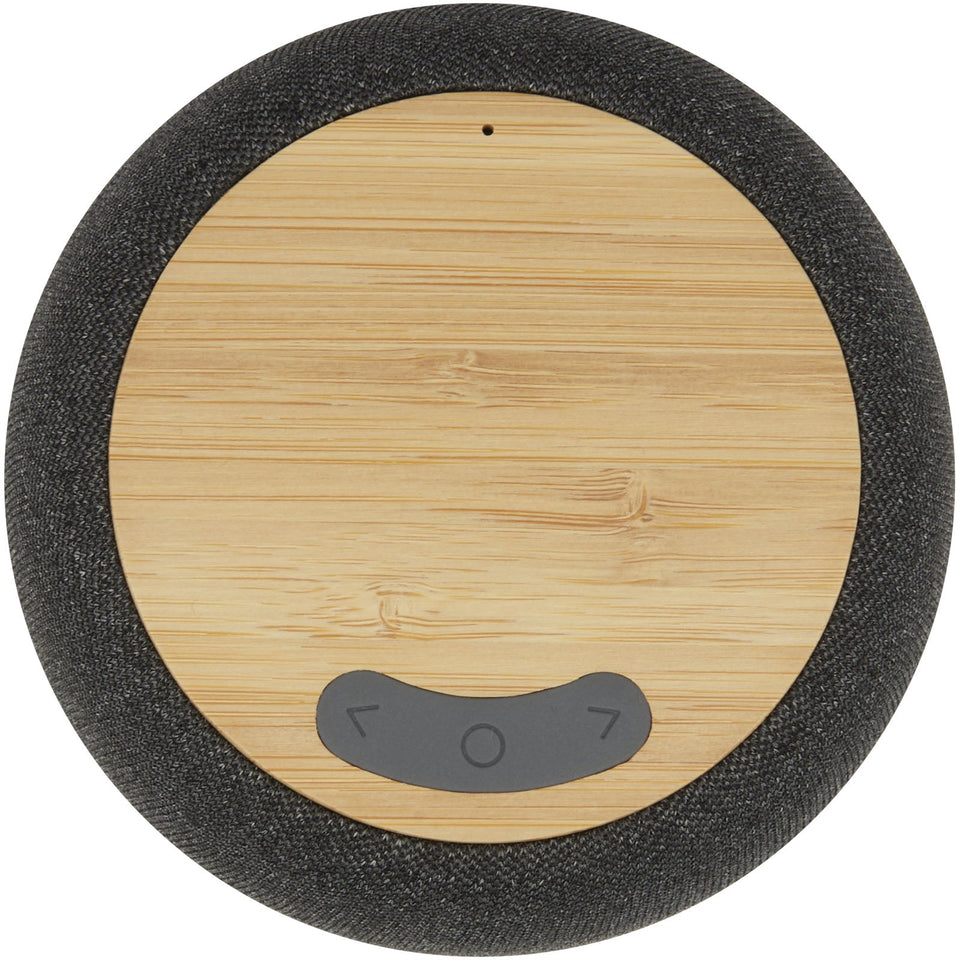Speaker Bluetooth® con stazione di ricarica wireless in bambù/PET riciclato Ecofiber personalizzato con logo - Pubblienne