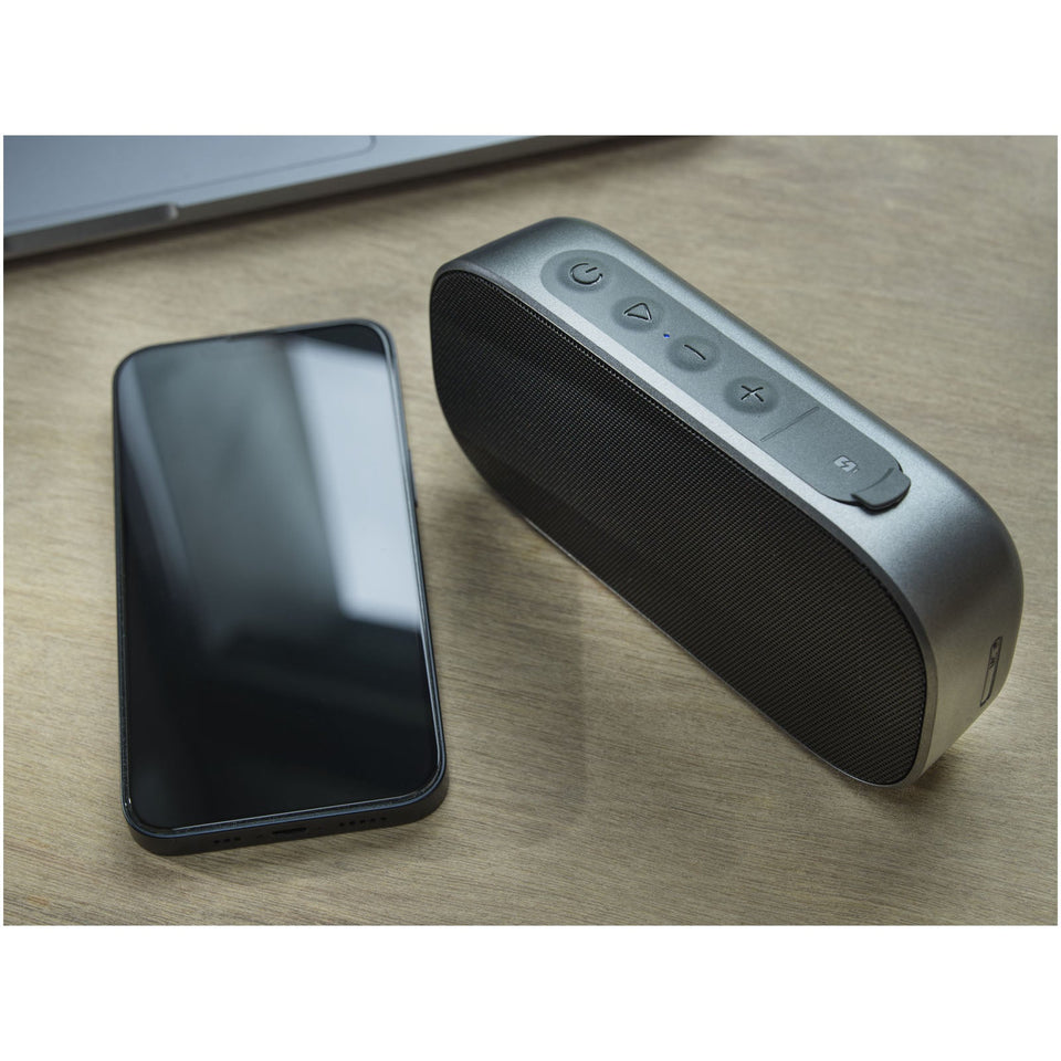 Altoparlante Bluetooth® IPX5 in plastica riciclata da 5 W Stark 2.0 personalizzato con logo - Pubblienne