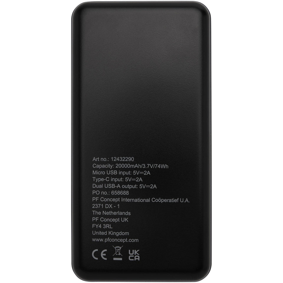 Power bank in plastica riciclata da 20.000 mAh Loop personalizzato con logo - Pubblienne