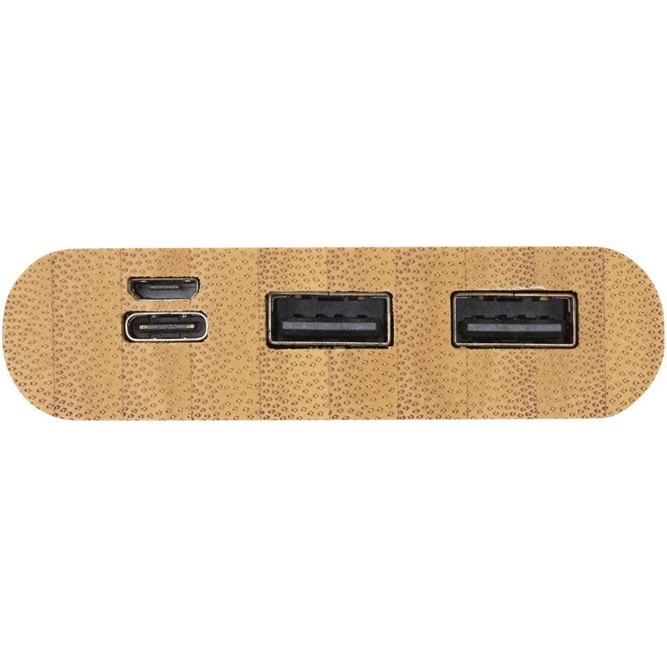 Power bank Tulda da 10,000 mAh in bambù personalizzato con logo - Pubblienne