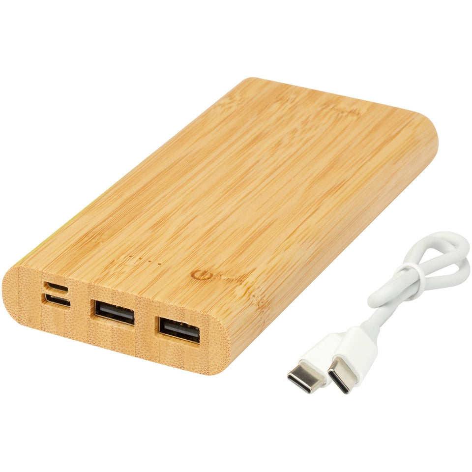 Power bank Tulda da 10,000 mAh in bambù personalizzato con logo - Pubblienne