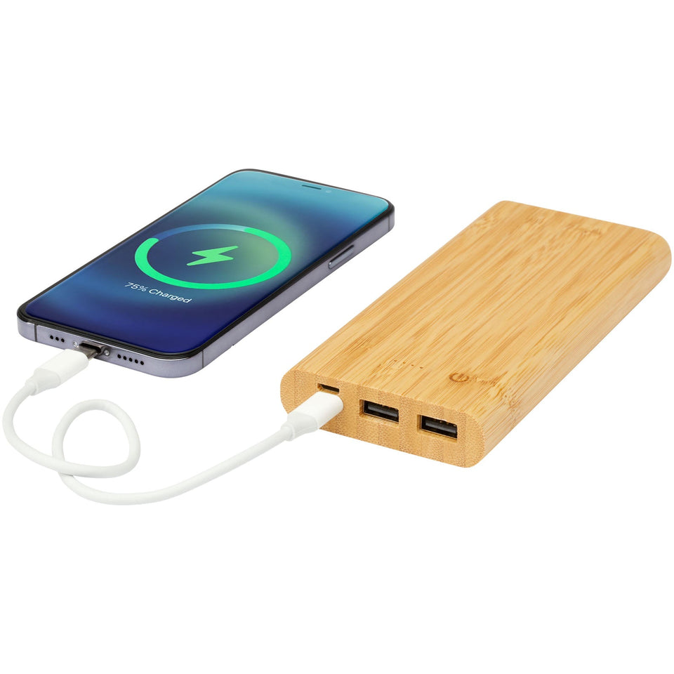 Power bank Tulda da 10,000 mAh in bambù personalizzato con logo - Pubblienne