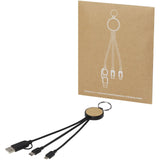 Cavo di ricarica 6 in 1 in plastica riciclata/bambù con portachiavi Tecta personalizzato con logo - Pubblienne
