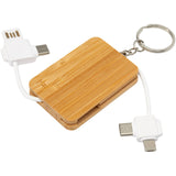 Cavo di ricarica con portachiavi in bambù 6 in 1 retrattile Reel personalizzato con logo - Pubblienne