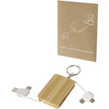 Cavo di ricarica con portachiavi in bambù 6 in 1 retrattile Reel personalizzato con logo - Pubblienne