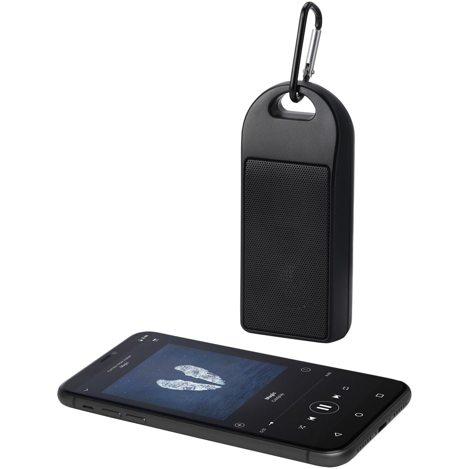 Speaker Bluetooth® IPX4 in plastica riciclata RCS da 3 W Omni personalizzato con logo - Pubblienne