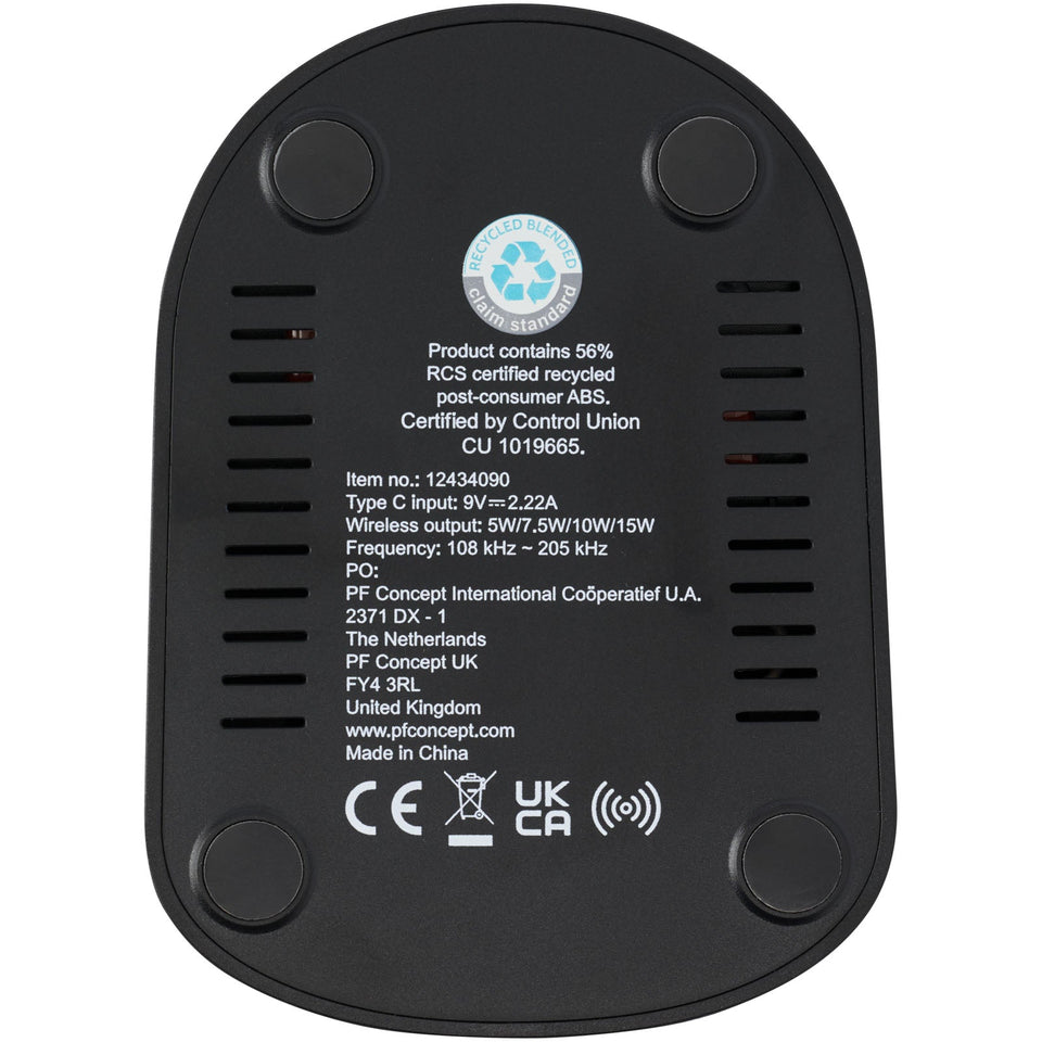 Stazione di ricarica in plastica riciclata RCS a doppia bobina da 15 W Loop personalizzato con logo - Pubblienne