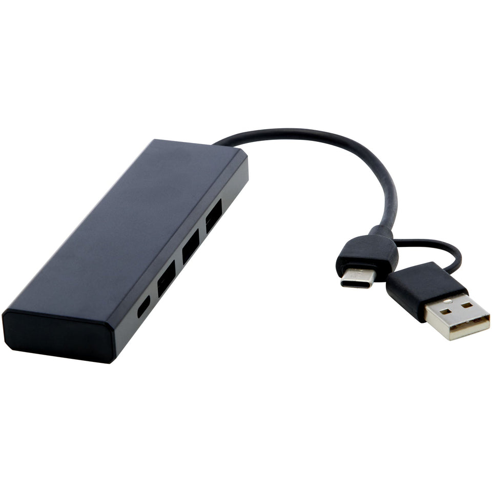 Hub USB 2.0 in alluminio riciclato RCS Rise personalizzato con logo - Pubblienne