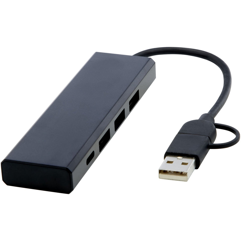 Hub USB 2.0 in alluminio riciclato RCS Rise personalizzato con logo - Pubblienne