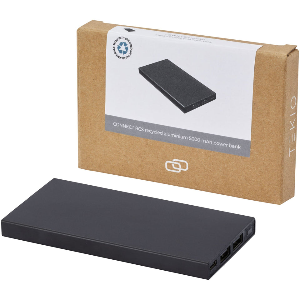 Power bank in alluminio riciclato da 5000 mAh Connect personalizzato con logo - Pubblienne