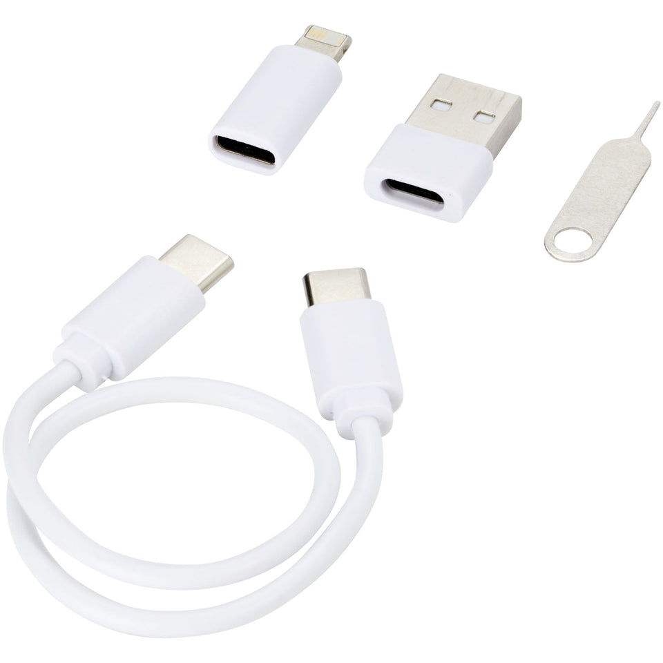 Cavo di ricarica modulare in plastica riciclata con supporto per telefono Savvy personalizzato con logo - Pubblienne