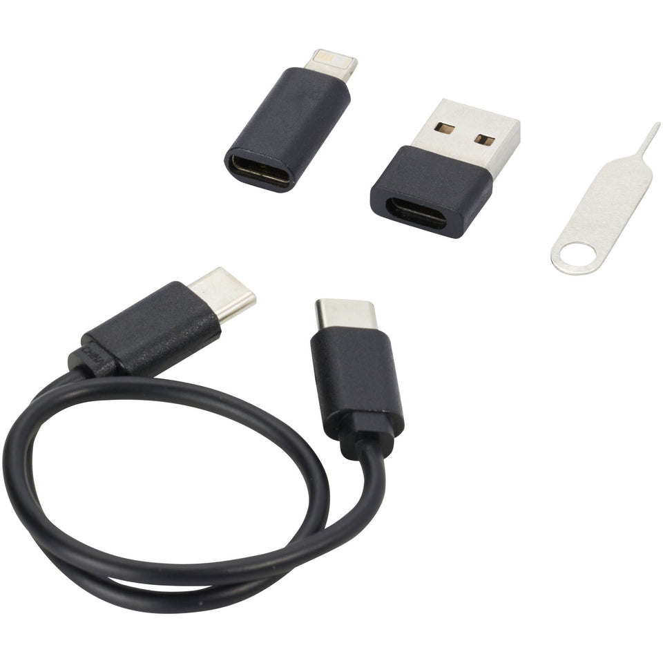 Cavo di ricarica modulare in plastica riciclata con supporto per telefono Savvy personalizzato con logo - Pubblienne
