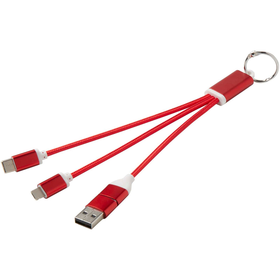 Cavo di ricarica in alluminio riciclato 4 in 1 con portachiavi Metal personalizzato con logo - Pubblienne