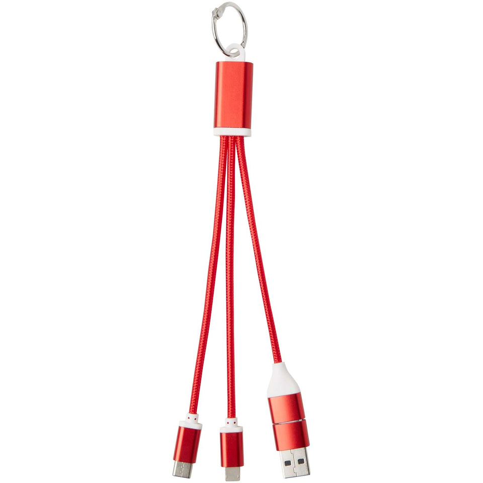 Cavo di ricarica in alluminio riciclato 4 in 1 con portachiavi Metal personalizzato con logo - Pubblienne
