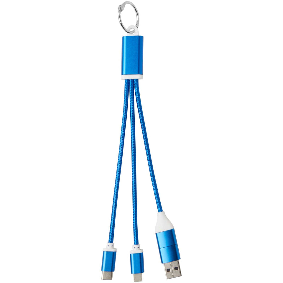 Cavo di ricarica in alluminio riciclato 4 in 1 con portachiavi Metal personalizzato con logo - Pubblienne