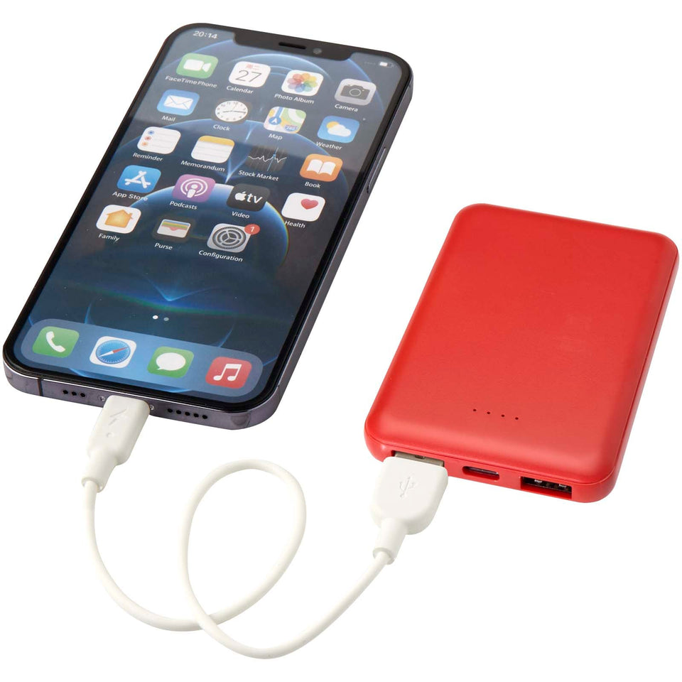 Power bank da 5000 mAh di Tipo C in plastica riciclata Asama personalizzato con logo - Pubblienne