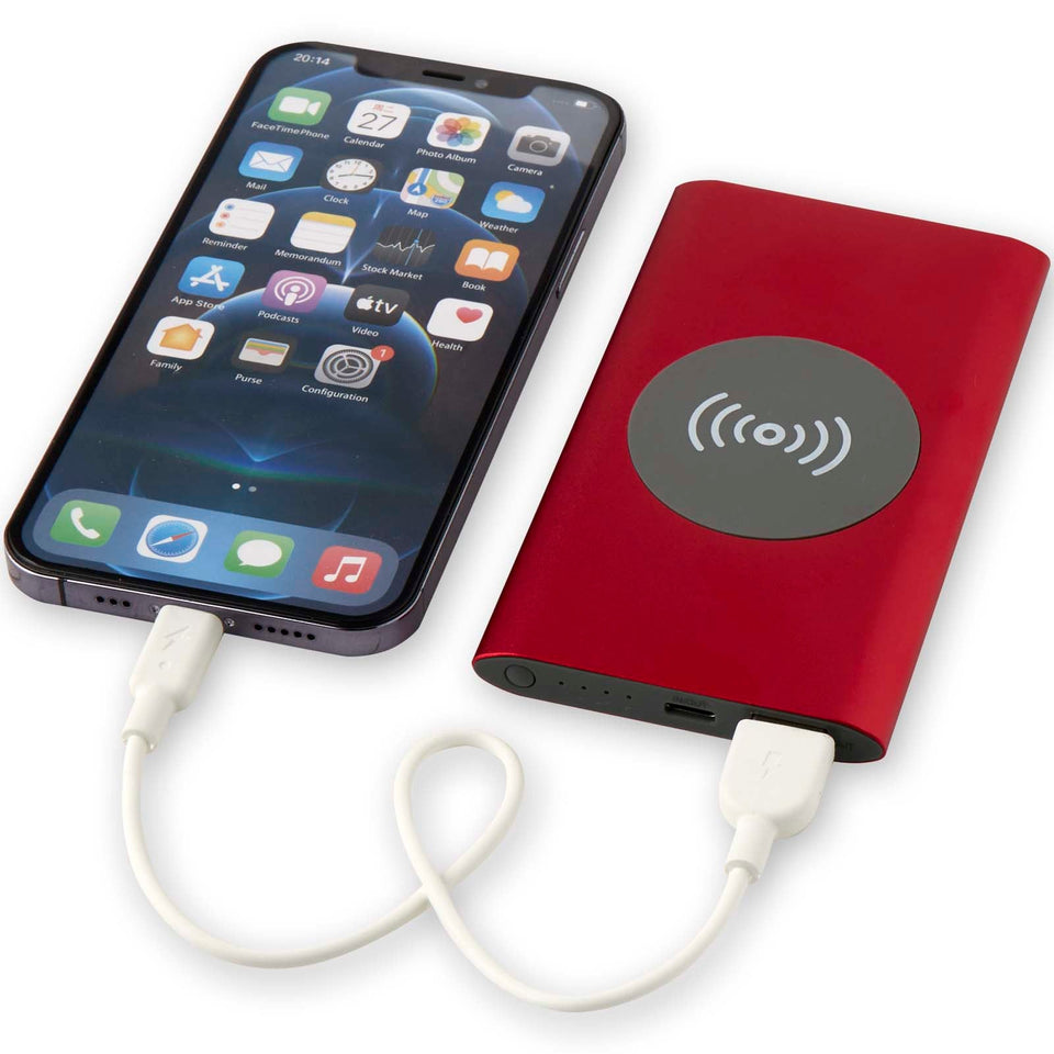 Power bank wireless da 4000 mAh Type C in alluminio riciclato Juice personalizzato con logo - Pubblienne