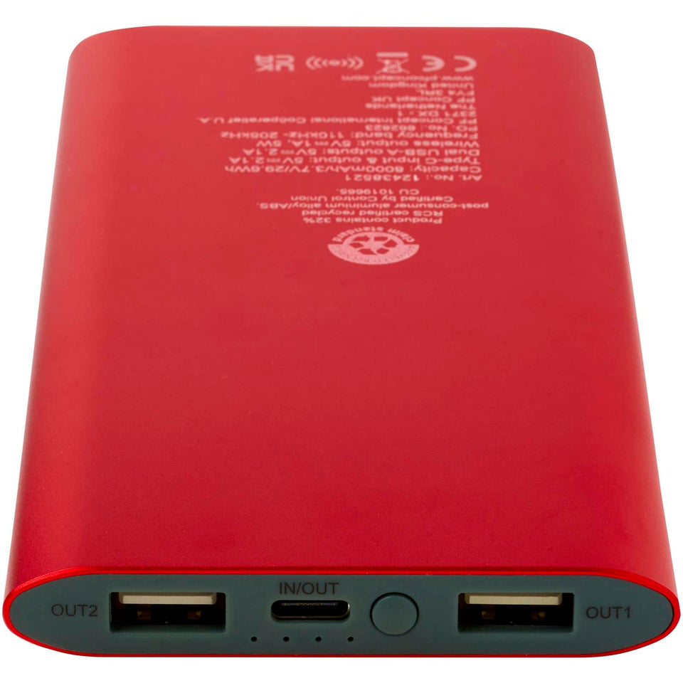 Power bank wireless da 8000 mAh Type C in alluminio riciclato Juice personalizzato con logo - Pubblienne