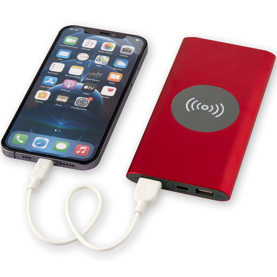 Power bank wireless da 8000 mAh Type C in alluminio riciclato Juice personalizzato con logo - Pubblienne