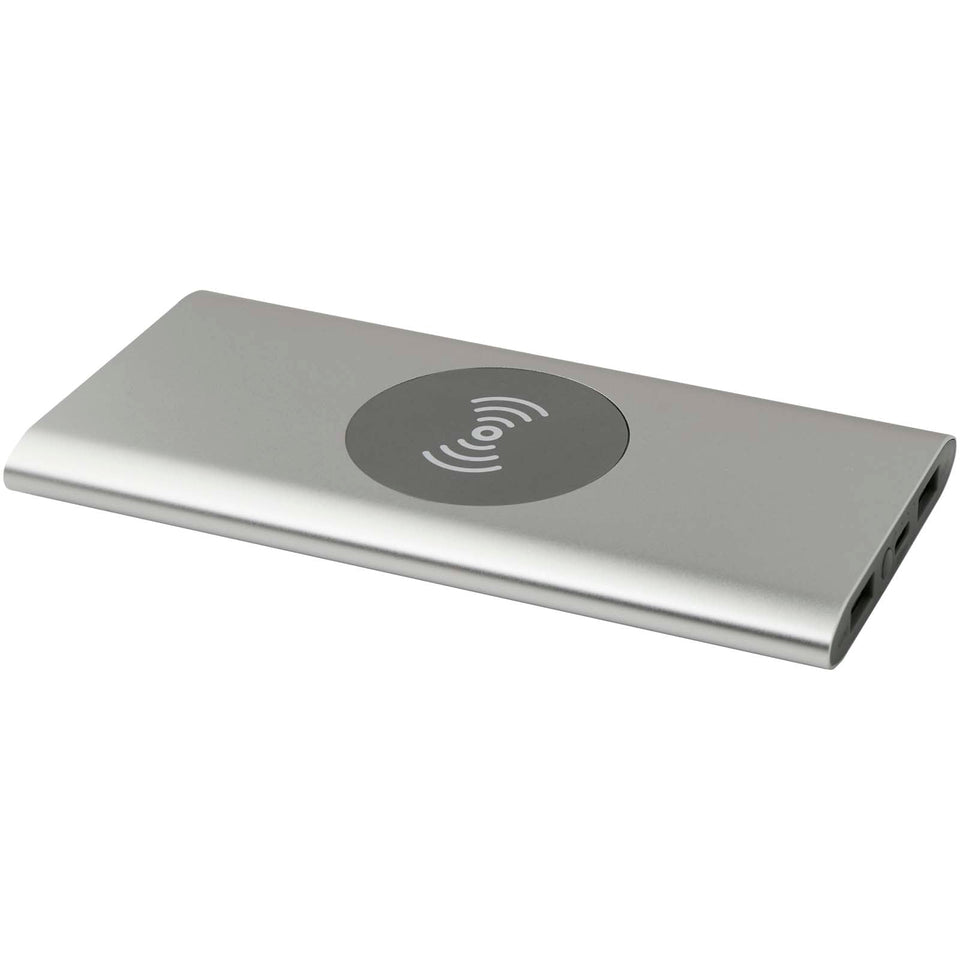 Power bank wireless da 8000 mAh Type C in alluminio riciclato Juice personalizzato con logo - Pubblienne
