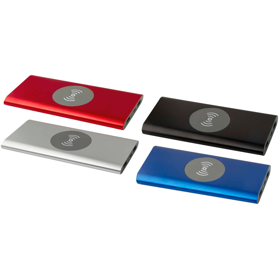 Power bank wireless da 8000 mAh Type C in alluminio riciclato Juice personalizzato con logo - Pubblienne
