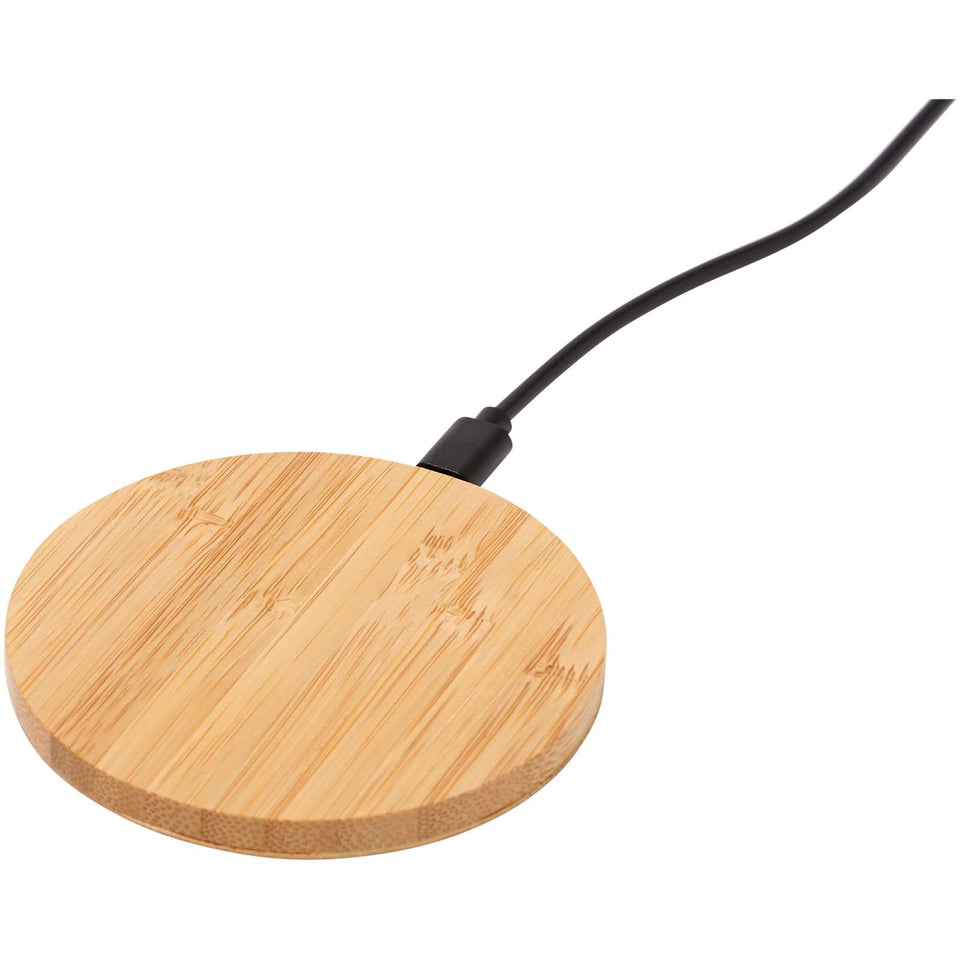 Stazione di ricarica wireless in bambù da 15 W Essence personalizzato con logo - Pubblienne