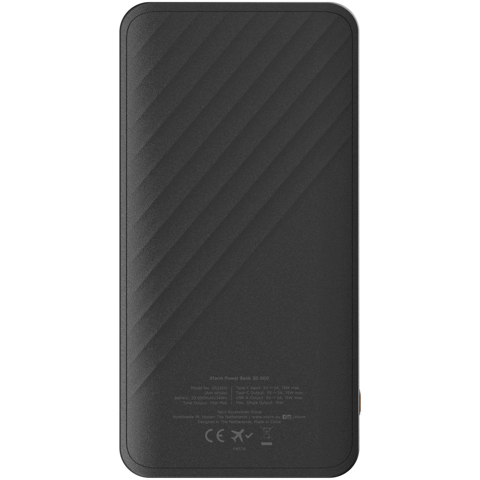 Power bank a ricarica rapida da 20.000 mAh 15 W Xtorm XG220 Go2 personalizzato con logo - Pubblienne