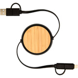 Cavo retrattile 5 in 1 in plastica riciclata da 100 cm per la sincronizzazione dei dati e la ricarica rapida da 45 W con dett personalizzato con logo - Pubblienne