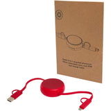 Cavo retrattile 5 in 1 da 100 cm in plastica riciclata e alluminio per la sincronizzazione dei dati e la ricarica rapida da 4 personalizzato con logo - Pubblienne