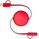 Cavo retrattile 5 in 1 da 100 cm in plastica riciclata e alluminio per la sincronizzazione dei dati e la ricarica rapida da 4 personalizzato con logo - Pubblienne