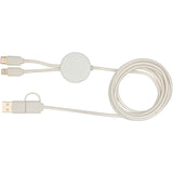 Cavo 5-in-1 in plastica riciclata da 150 cm per la sincronizzazione dei dati e la ricarica rapida da 27 W con dettagli in bam personalizzato con logo - Pubblienne