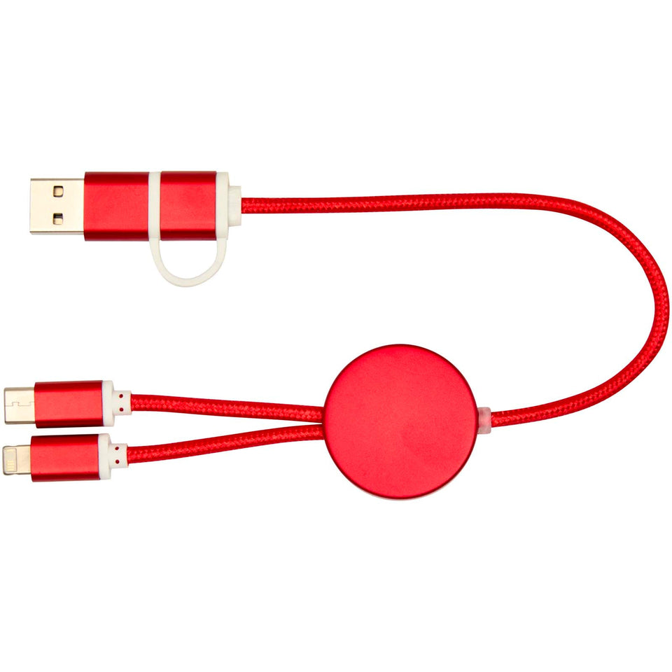 Cavo 5-in-1 in alluminio e plastica riciclata da 30 cm per la sincronizzazione dei dati e la ricarica rapida da 27 W Alasia personalizzato con logo - Pubblienne
