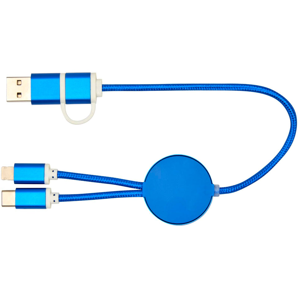 Cavo 5-in-1 in alluminio e plastica riciclata da 30 cm per la sincronizzazione dei dati e la ricarica rapida da 27 W Alasia personalizzato con logo - Pubblienne