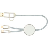 Cavo 5-in-1 in alluminio e plastica riciclata da 30 cm per la sincronizzazione dei dati e la ricarica rapida da 27 W Alasia personalizzato con logo - Pubblienne