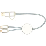 Cavo 5-in-1 in alluminio e plastica riciclata da 30 cm per la sincronizzazione dei dati e la ricarica rapida da 27 W Alasia personalizzato con logo - Pubblienne