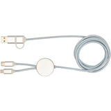 Cavo 5-in-1 in alluminio e plastica riciclata da 150 cm per la sincronizzazione dei dati e la ricarica rapida da 27 W Alasia personalizzato con logo - Pubblienne