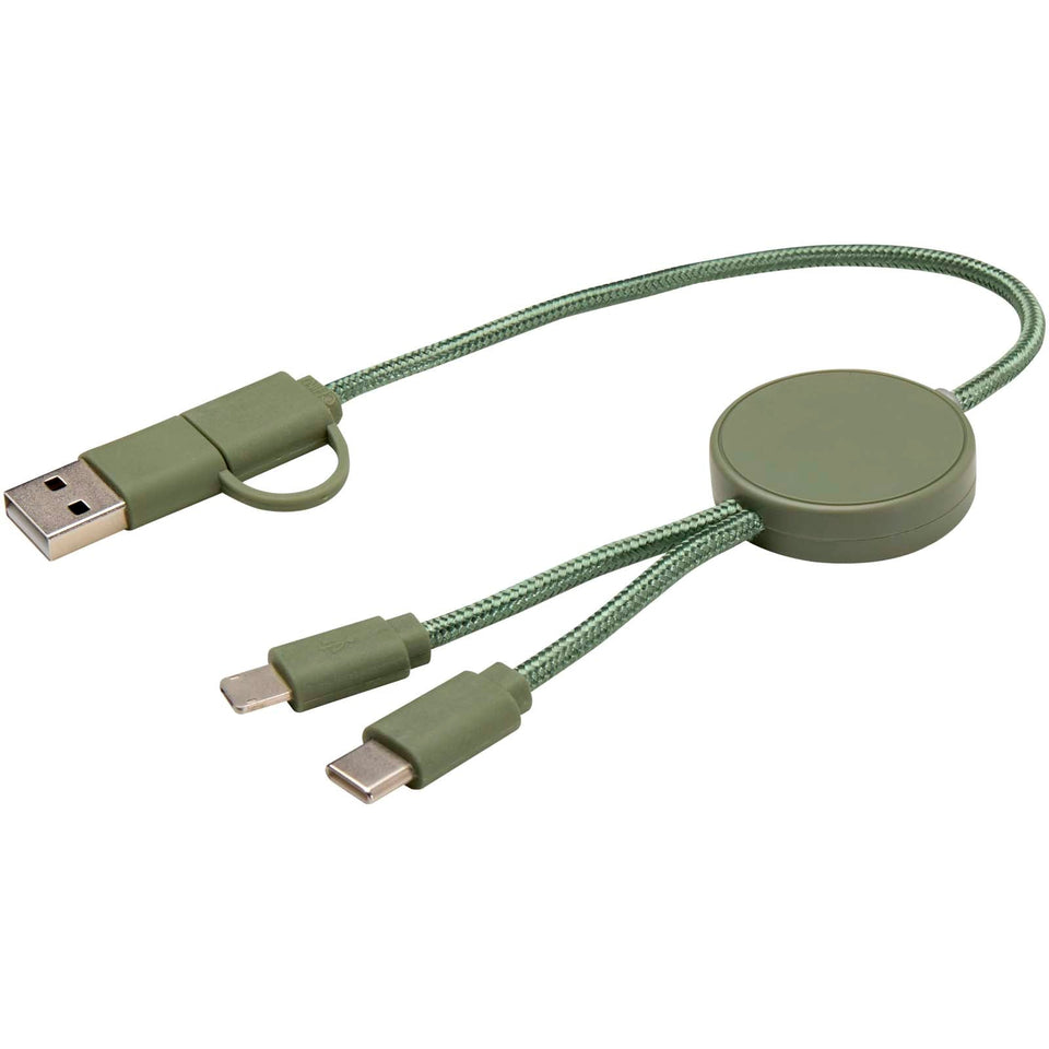 Cavo 5-in-1 in plastica riciclata da 30 cm per la sincronizzazione dei dati e la ricarica rapida da 27 W Citala personalizzato con logo - Pubblienne