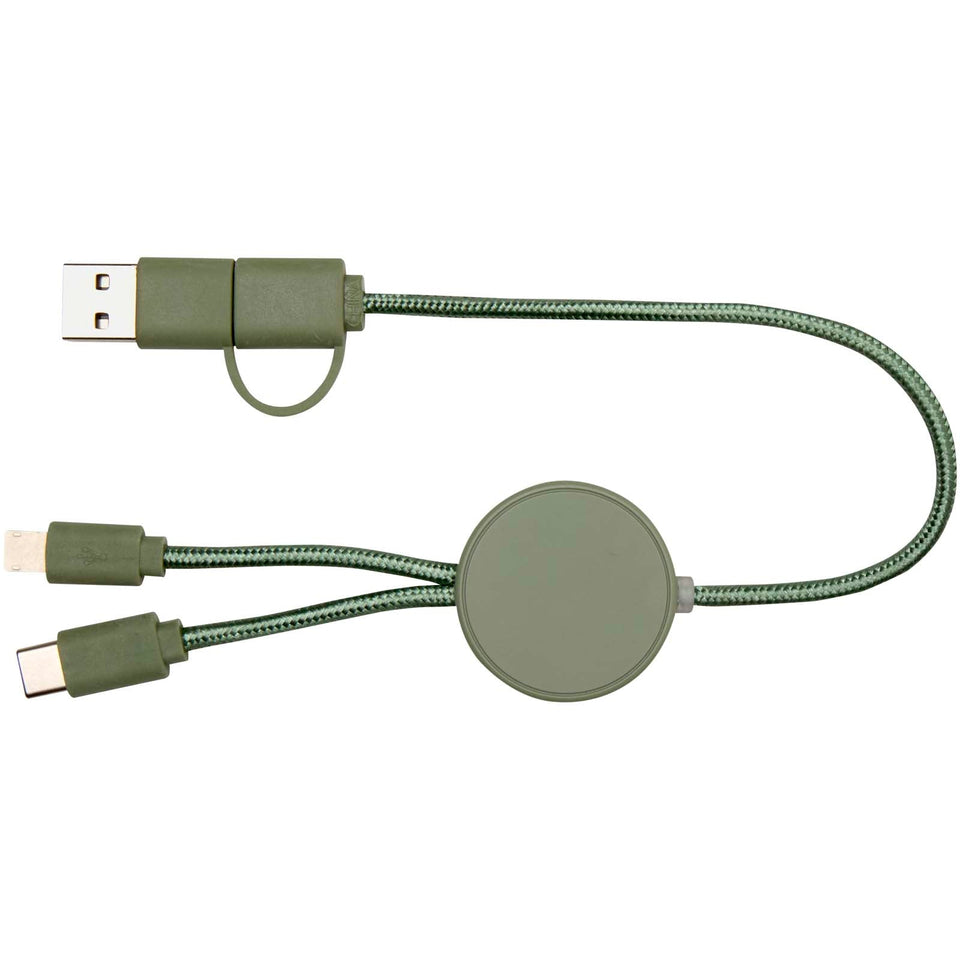 Cavo 5-in-1 in plastica riciclata da 30 cm per la sincronizzazione dei dati e la ricarica rapida da 27 W Citala personalizzato con logo - Pubblienne